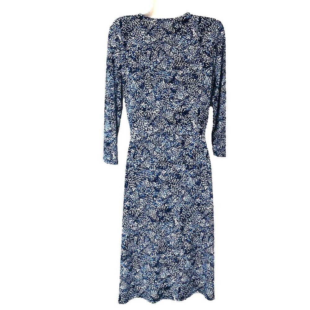 NWT Abstract Wrap Midi Dress Women S 3/4 Slinky Knit Minimalist White House Blak - Picture 4 of 9